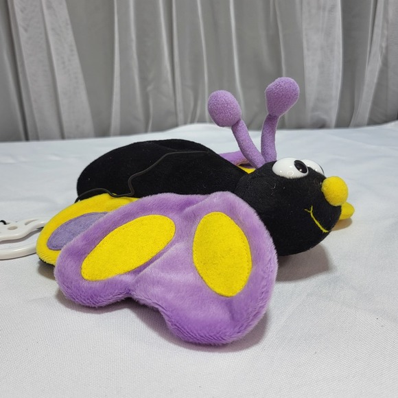 Buggin out Black Purple Yellow 8" Butterfly Hanging Mobile Stuffed Plush Toy - Picture 5 of 11